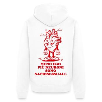 Je weniger Ego, desto mehr Neuronen sind sapiosexuell - Unisex Premium Bio Zip Hoodie - Weiß - Hinten - Thijin (182cm)