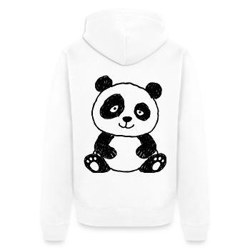 Niedlicher Panda im Kinder-Kritzelstil - Unisex Premium Bio Zip Hoodie - Weiß - Hinten - Thijin (182cm)