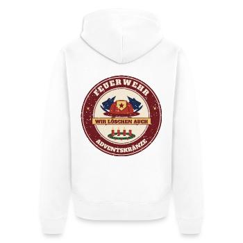 Feuerwehr – Wir löschen auch Adventskränze - Unisex Premium Bio Zip Hoodie - Weiß - Hinten - Thijin (182cm)