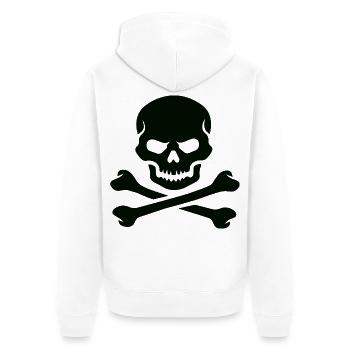 Totenkopf und gekreuzte Knochen Fettes Emblem - Unisex Premium Bio Zip Hoodie - Weiß - Hinten - Thijin (182cm)