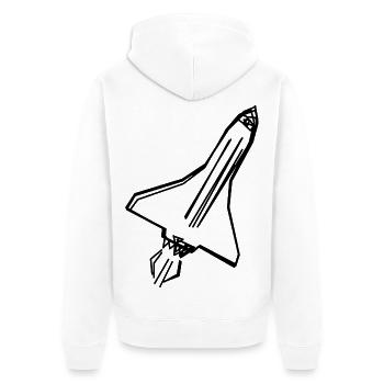 Raumfähre handgezeichnet - Unisex Premium Bio Zip Hoodie - Weiß - Hinten - Thijin (182cm)