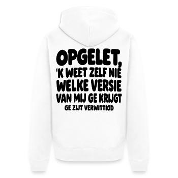 Lustiges flämisches T-Shirt - Unisex Premium Bio Zip Hoodie - Weiß - Hinten - Thijin (182cm)