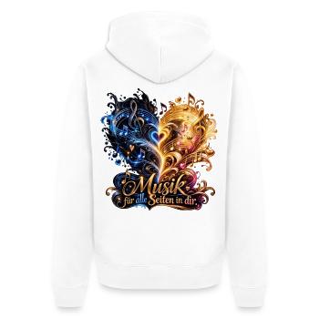 Musikherz: Seiten in dir entfalten - Unisex Premium Bio Zip Hoodie - Weiß - Hinten - Thijin (182cm)