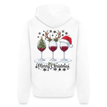 Frohe Weihnachten Weingläser Weihnachtsparty-Outfit - Unisex Premium Bio Zip Hoodie - Weiß - Hinten - Thijin (182cm)