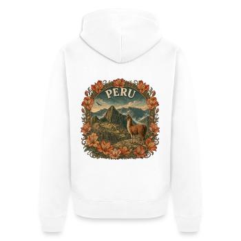 Peru – Machu Picchu Anden Reise Vintage Art - Unisex Premium Bio Zip Hoodie - Weiß - Hinten - Thijin (182cm)