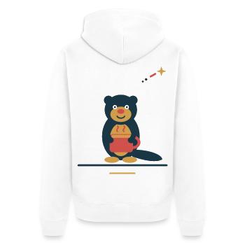 Otter mit Kaffeetasse – kleine Kaffeeauszeit - Unisex Premium Bio Zip Hoodie - Weiß - Hinten - Thijin (182cm)