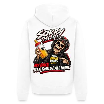 Tut mir leid, Papa eines neuen Motorrads. Biker-Humor - Unisex Premium Bio Zip Hoodie - Weiß - Hinten - Thijin (182cm)