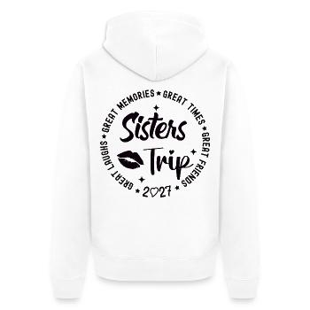 Sisters Trip 2027 Great Memories - Unisex Premium Bio Zip Hoodie - Weiß - Hinten - Thijin (182cm)