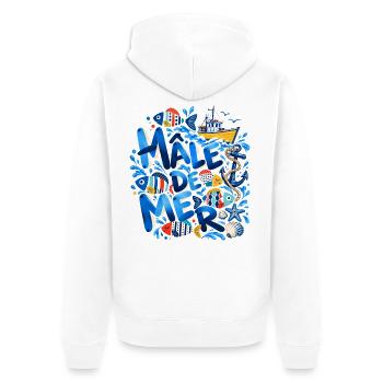 Männlicher Sea Nautical Illustrated Ocean Blue - Unisex Premium Bio Zip Hoodie - Weiß - Hinten - Thijin (182cm)