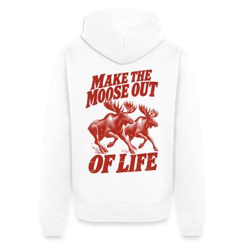 Make The Moose Out Of Life Moose - Unisex Premium Bio Zip Hoodie - Weiß - Hinten - Thijin (182cm)