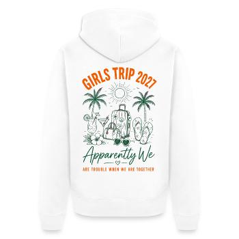 Girls Trip 2027 We Are Trouble - Unisex Premium Bio Zip Hoodie - Weiß - Hinten - Thijin (182cm)
