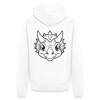 Triceratops-Kopf - Unisex Premium Bio Zip Hoodie - Weiß - Hinten - Thijin (182cm)