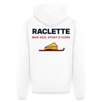 Raclette, meine einzige Wintersportart – Humor - Unisex Premium Bio Zip Hoodie - Weiß - Hinten - Thijin (182cm)