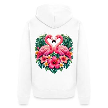 Niedlicher Flamingo Süße Flamingos - Unisex Premium Bio Zip Hoodie - Weiß - Hinten - Thijin (182cm)