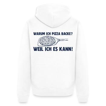 Pizza backen weil ich es kann Pizzabäcker - Unisex Premium Bio Zip Hoodie - Weiß - Hinten - Thijin (182cm)