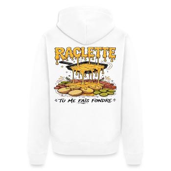 Raclette, Raclette-Fächer, geschmolzener Käse - Unisex Premium Bio Zip Hoodie - Weiß - Hinten - Thijin (182cm)
