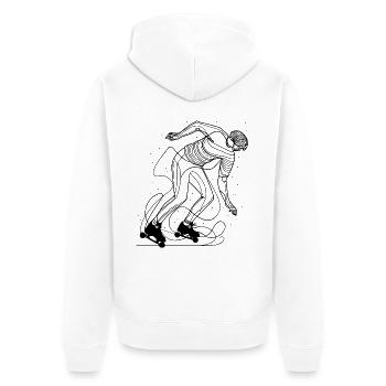 Rollschuhläufer Zeichnung - Unisex Premium Bio Zip Hoodie - Weiß - Hinten - Thijin (182cm)