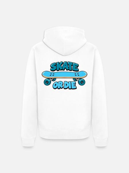 Skate or die retro Design - Unisex Premium Bio Zip Hoodie - Weiß