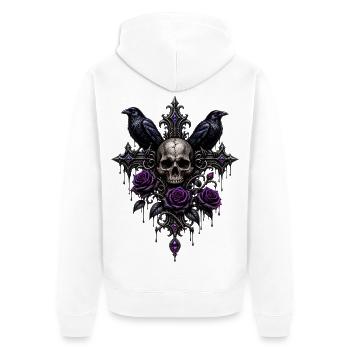 Gothic Totenkopf Rosen - Unisex Premium Bio Zip Hoodie - Weiß - Hinten - Thijin (182cm)