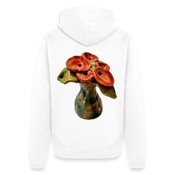 Blume - Unisex Premium Bio Zip Hoodie - Weiß - Hinten - Thijin (182cm)