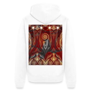 Weihnachtspiralmuster mit Raben Silhouette  - Unisex Premium Bio Zip Hoodie - Weiß - Hinten - Thijin (182cm)