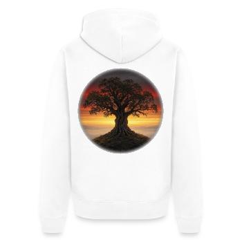 Wurzeln in Deutschland – Eiche Heimat - Unisex Premium Bio Zip Hoodie - Weiß - Hinten - Thijin (182cm)