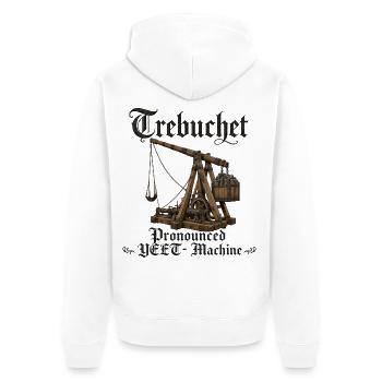 Trebuchet Yeet Machine Lustiges Mittelalter Fan  - Unisex Premium Bio Zip Hoodie - Weiß - Hinten - Thijin (182cm)