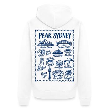 Sydney, Australien Ikonische Wahrzeichen - Unisex Premium Bio Zip Hoodie - Weiß - Hinten - Thijin (182cm)