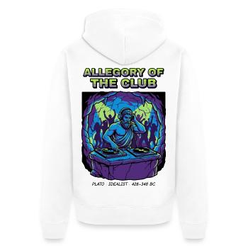 Plato – Allegory of the Club - Unisex Premium Bio Zip Hoodie - Weiß - Hinten - Thijin (182cm)