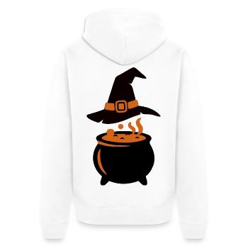 Hexenkessel Zauberhut Icon - Unisex Premium Bio Zip Hoodie - Weiß - Hinten - Thijin (182cm)