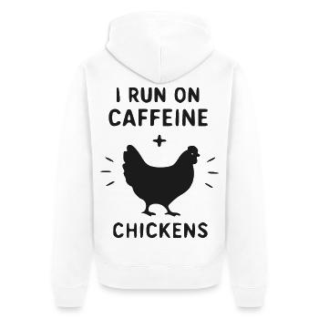 Kaffeehuhn Motiv: Koffein Power - Unisex Premium Bio Zip Hoodie - Weiß - Hinten - Thijin (182cm)