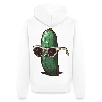 Coole Gurke mit Sonnenbrille - Unisex Premium Bio Zip Hoodie - Weiß - Hinten - Thijin (182cm)