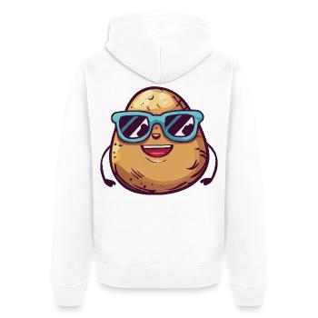 Lachende Kartoffel mit Sonnenbrille - Unisex Premium Bio Zip Hoodie - Weiß - Hinten - Thijin (182cm)