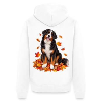 Berner Sennenhund Herbstliebe - Unisex Premium Bio Zip Hoodie - Weiß - Hinten - Thijin (182cm)