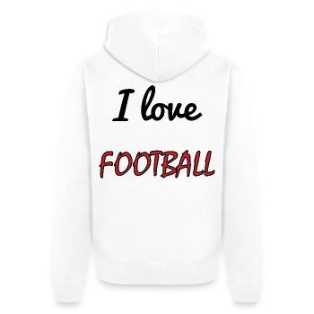 FUSSBALL. SPORT. FRANKREICH. MEISTER - Unisex Premium Bio Zip Hoodie - Weiß - Hinten - Thijin (182cm)