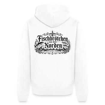 Fischbrötchen aus dem Norden – Küsten Shirt - Unisex Premium Bio Zip Hoodie - Weiß - Hinten - Thijin (182cm)
