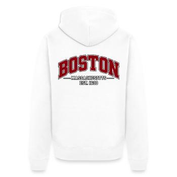 Boston - Massachusetts - Amerika - USA - Unisex Premium Bio Zip Hoodie - Weiß - Hinten - Thijin (182cm)