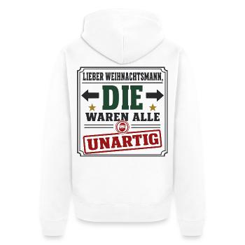 Lieber Weihnachtsmann – Winter Spaß - Unisex Premium Bio Zip Hoodie - Weiß - Hinten - Thijin (182cm)