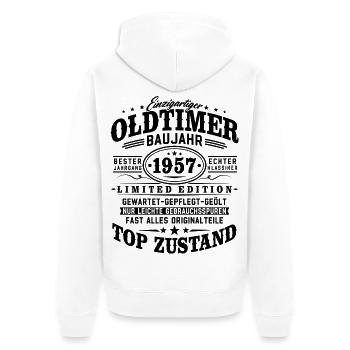 Oldtimer Baujahr 1957 Jahrgang Geburtstag Geschenk - Unisex Premium Bio Zip Hoodie - Weiß - Hinten - Thijin (182cm)