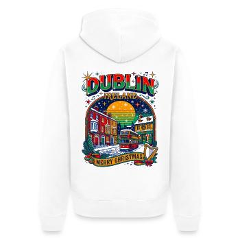Festive Dublin Ireland Christmas Holiday Scene - Unisex Premium Bio Zip Hoodie - Weiß - Hinten - Thijin (182cm)