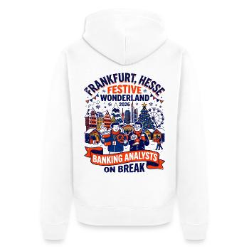 Frankfurt Festive Wonderland Banking Analysts On - Unisex Premium Bio Zip Hoodie - Weiß - Hinten - Thijin (182cm)