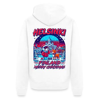 Helsinki Finland Merry Christmas Retro Holidays - Unisex Premium Bio Zip Hoodie - Weiß - Hinten - Thijin (182cm)