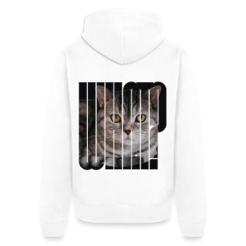 Katze WAS Text Drucken - Unisex Premium Bio Zip Hoodie - Weiß - Hinten - Thijin (182cm)