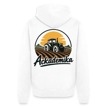 Ackademika - Akademiker - Wortspiel - Unisex Premium Bio Zip Hoodie - Weiß - Hinten - Thijin (182cm)