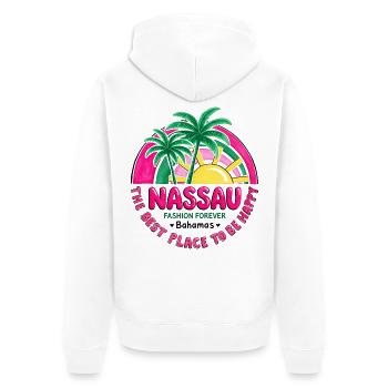 Nassau Palm Sonnenuntergangsmode für immer - Unisex Premium Bio Zip Hoodie - Weiß - Hinten - Thijin (182cm)