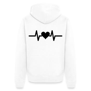 Herzschlag-Linie mit Herz - EKG - Unisex Premium Bio Zip Hoodie - Weiß - Hinten - Thijin (182cm)