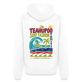 Teahupo'o Surf Fashion Tahiti - Unisex Premium Bio Zip Hoodie - Weiß - Hinten - Thijin (182cm)