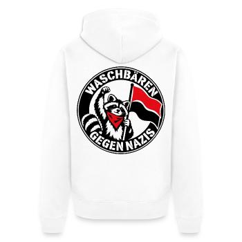 Waschbären gegen Nazis - Antifaschistische Aktion - Unisex Premium Bio Zip Hoodie - Weiß - Hinten - Thijin (182cm)