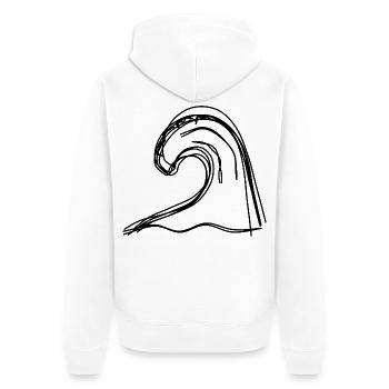 Brandungswelle handgezeichnet - Unisex Premium Bio Zip Hoodie - Weiß - Hinten - Thijin (182cm)