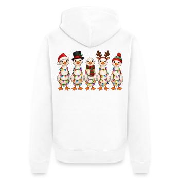 Lustige Gänse Lichterkette Weihnachten süße Vögel  - Unisex Premium Bio Zip Hoodie - Weiß - Hinten - Thijin (182cm)